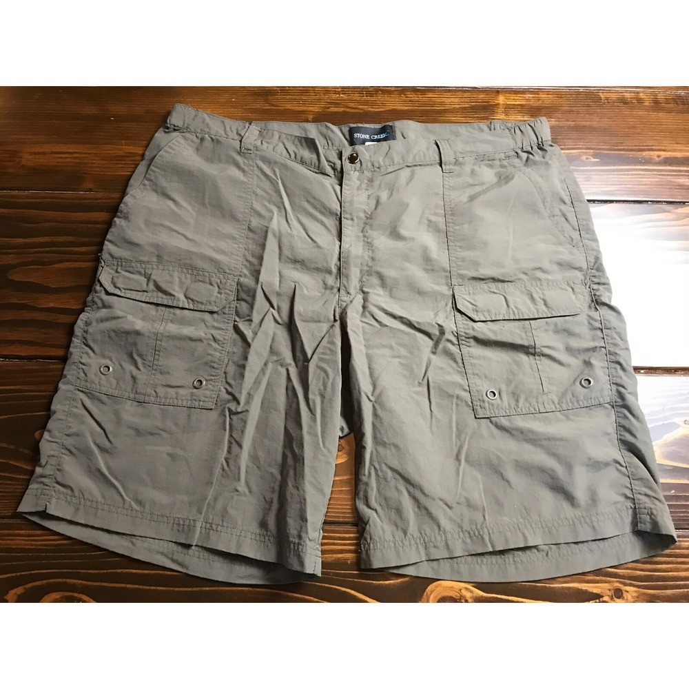 Stone Creek Shorts, Mens Size 42, Greenish Tan, Cargo, Hiking, Pockets
